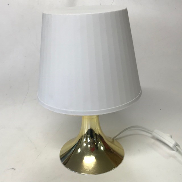 LAMP, Table Lamp - White Plastic w Gold Base (Small)